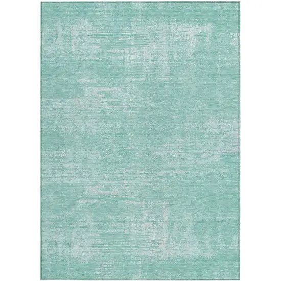 Turquoise And Teal Blue Abstract Washable Indoor Outdoor Area Rug Photo 6