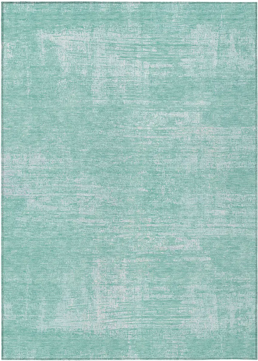 Turquoise And Teal Blue Abstract Washable Indoor Outdoor Area Rug Photo 2