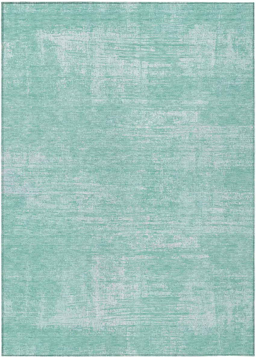 Turquoise And Teal Blue Abstract Washable Indoor Outdoor Area Rug Photo 2