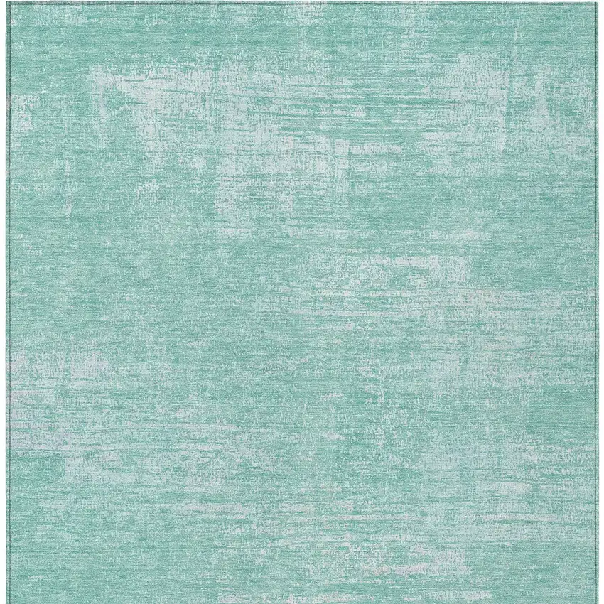 Turquoise And Teal Blue Abstract Washable Indoor Outdoor Area Rug Photo 7