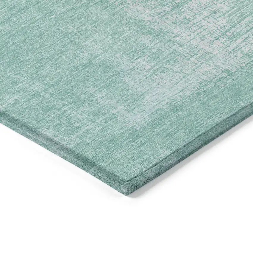 Turquoise And Teal Blue Abstract Washable Indoor Outdoor Area Rug Photo 5