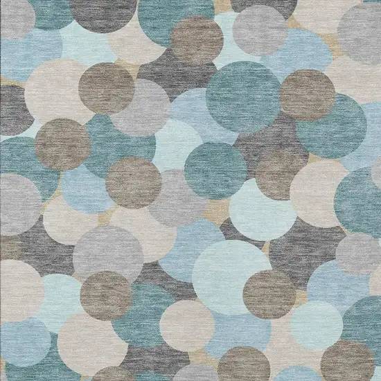Turquoise And Teal Blue Geometric Washable Indoor Outdoor Area Rug Photo 2