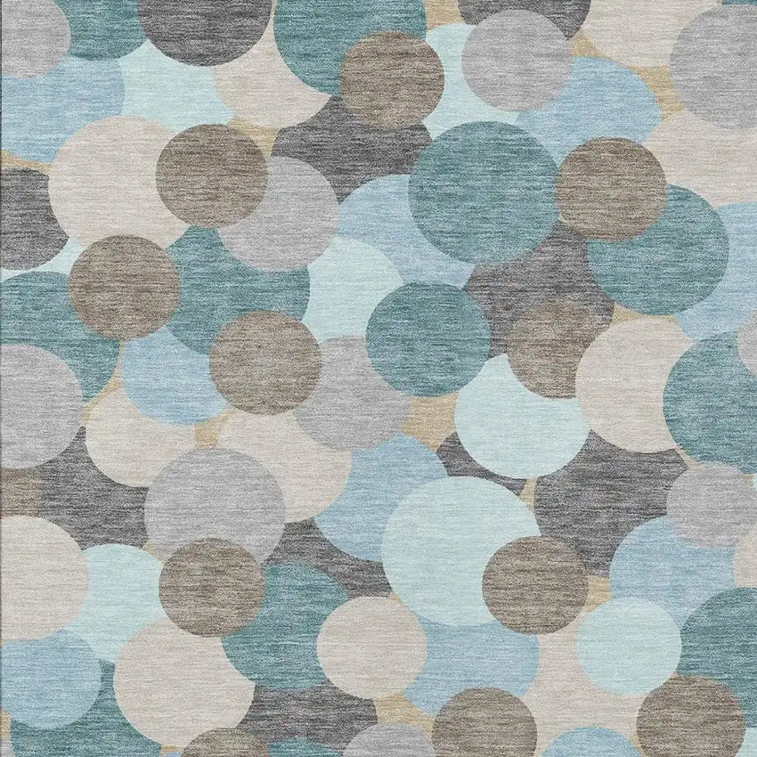 Turquoise And Teal Blue Geometric Washable Indoor Outdoor Area Rug Photo 2