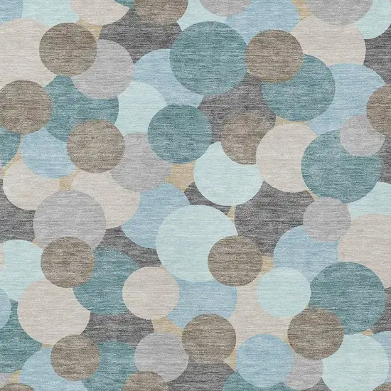 Turquoise And Teal Blue Geometric Washable Indoor Outdoor Area Rug Photo 2
