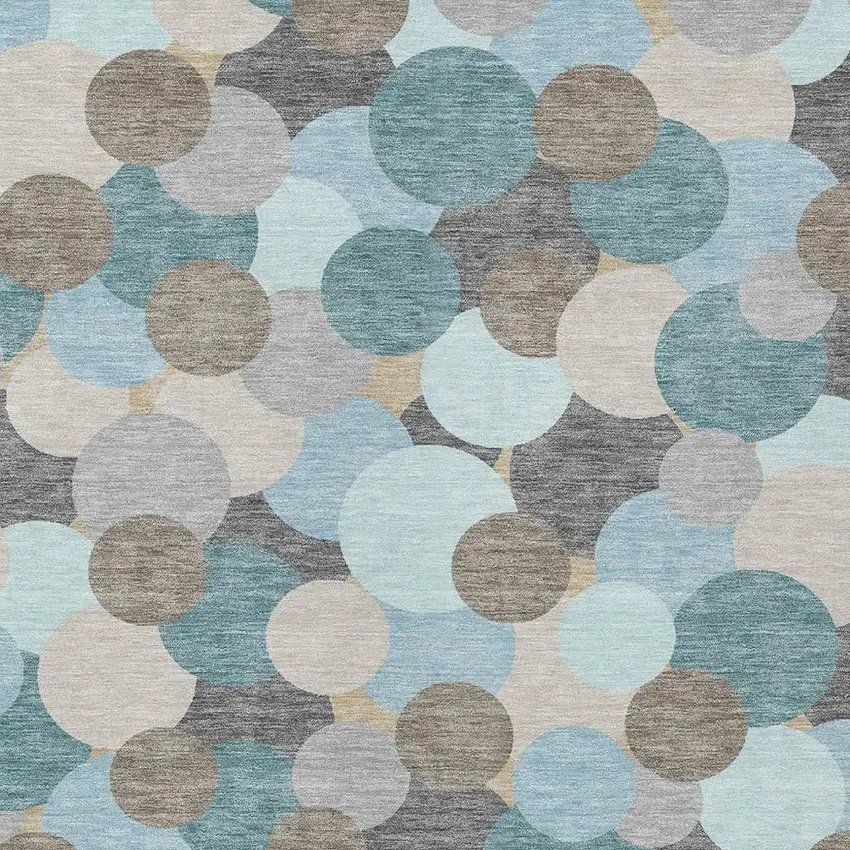 Turquoise And Teal Blue Geometric Washable Indoor Outdoor Area Rug Photo 2