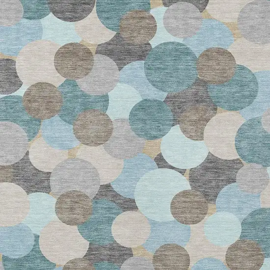 Turquoise And Teal Blue Geometric Washable Indoor Outdoor Area Rug Photo 2