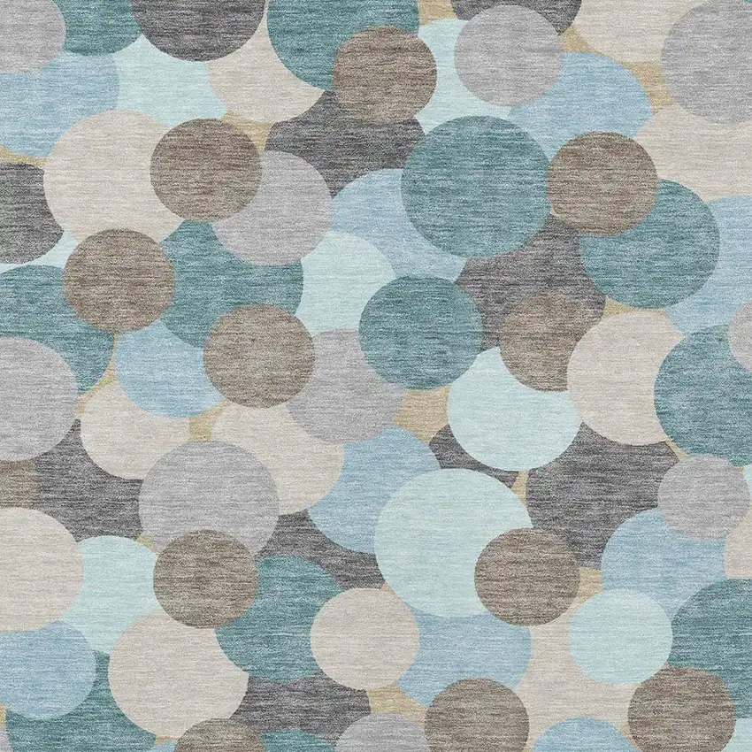 Turquoise And Teal Blue Geometric Washable Indoor Outdoor Area Rug Photo 2