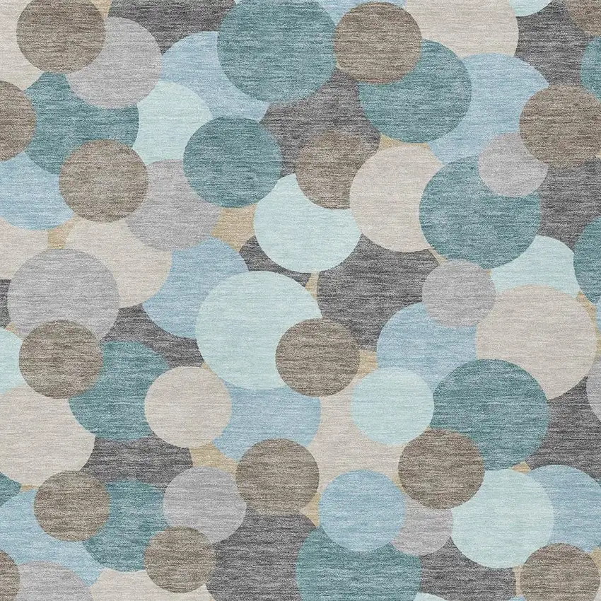 Turquoise And Teal Blue Geometric Washable Indoor Outdoor Area Rug Photo 2