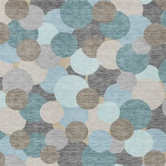 Turquoise And Teal Blue Geometric Washable Indoor Outdoor Area Rug Photo 2