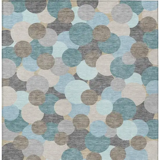 Turquoise And Teal Blue Geometric Washable Indoor Outdoor Area Rug Photo 3