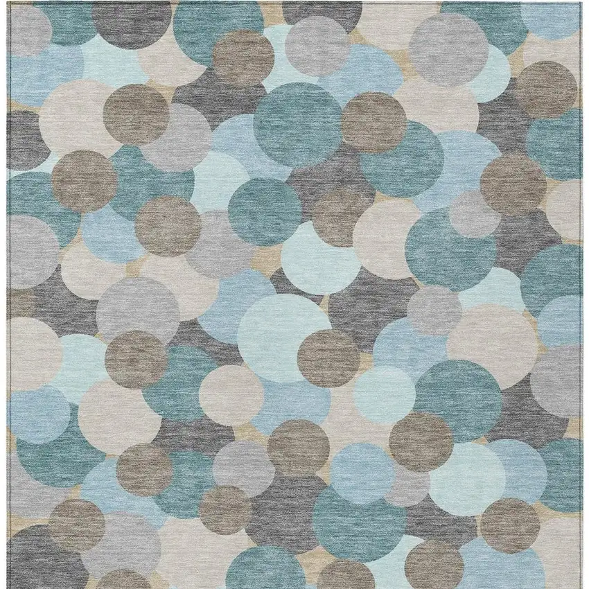 Turquoise And Teal Blue Geometric Washable Indoor Outdoor Area Rug Photo 3