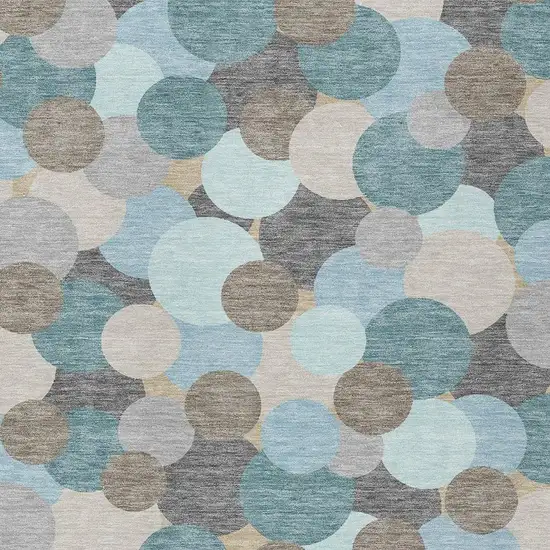 Turquoise And Teal Blue Geometric Washable Indoor Outdoor Area Rug Photo 2