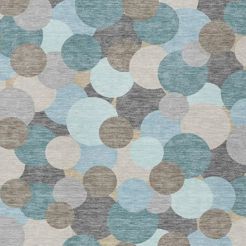 Turquoise And Teal Blue Geometric Washable Indoor Outdoor Area Rug Photo 2