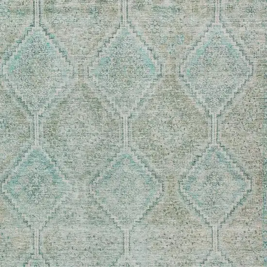 Turquoise And Teal Blue Geometric Washable Indoor Outdoor Area Rug Photo 3