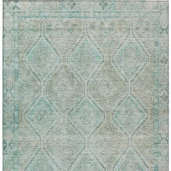 Turquoise And Teal Blue Geometric Washable Indoor Outdoor Area Rug Photo 4