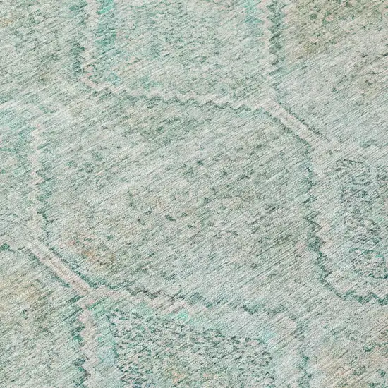 Turquoise And Teal Blue Geometric Washable Indoor Outdoor Area Rug Photo 6