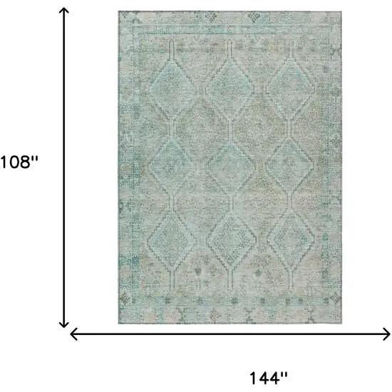 Turquoise And Teal Blue Geometric Washable Indoor Outdoor Area Rug Photo 7