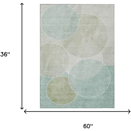 Turquoise And Teal Blue Geometric Washable Indoor Outdoor Area Rug Photo 7