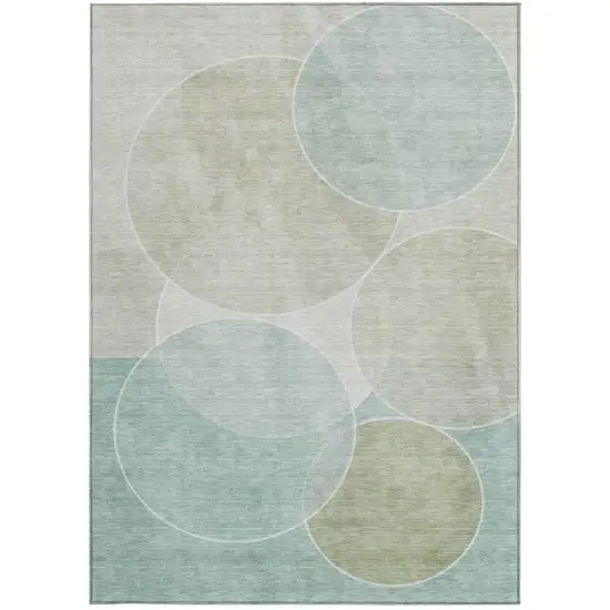 Turquoise And Teal Blue Geometric Washable Indoor Outdoor Area Rug Photo 4
