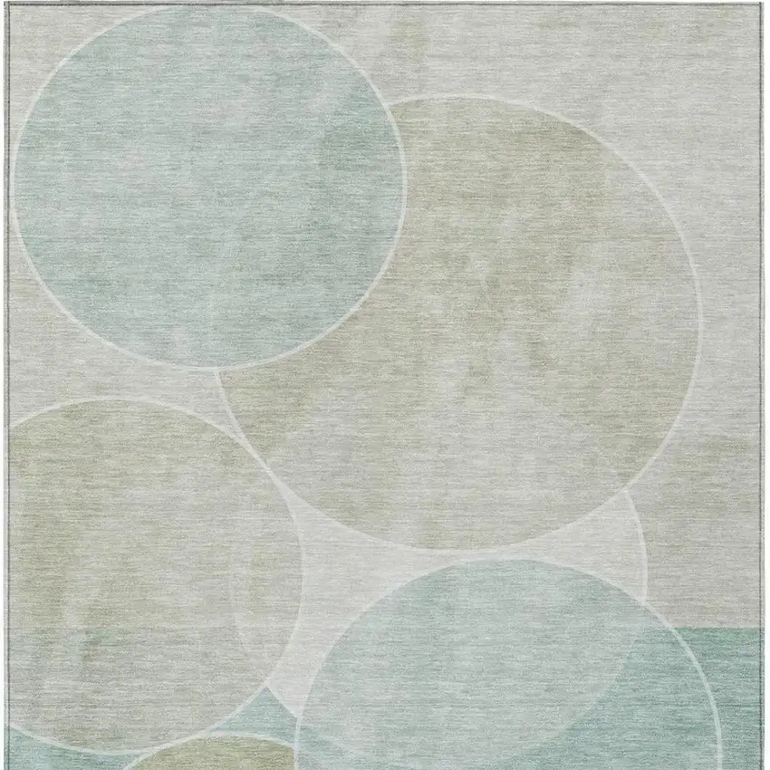 Turquoise And Teal Blue Geometric Washable Indoor Outdoor Area Rug Photo 3