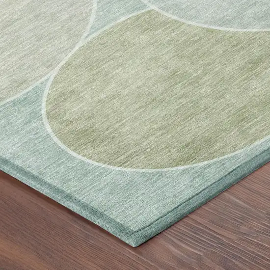Turquoise And Teal Blue Geometric Washable Indoor Outdoor Area Rug Photo 5