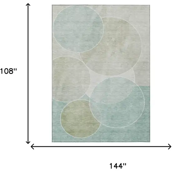 Turquoise And Teal Blue Geometric Washable Indoor Outdoor Area Rug Photo 7