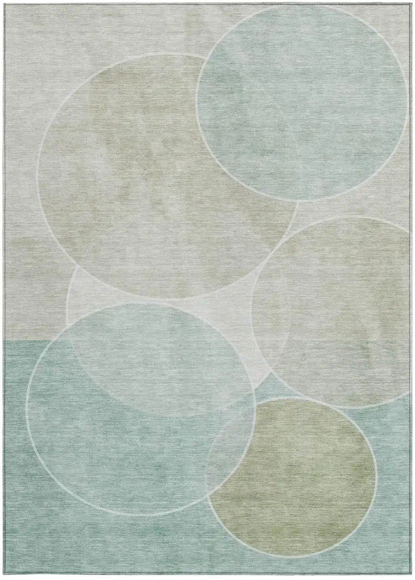 Turquoise And Teal Blue Geometric Washable Indoor Outdoor Area Rug Photo 4