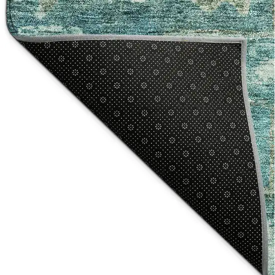 Turquoise And Teal Blue Medallion Washable Indoor Outdoor Area Rug Photo 9