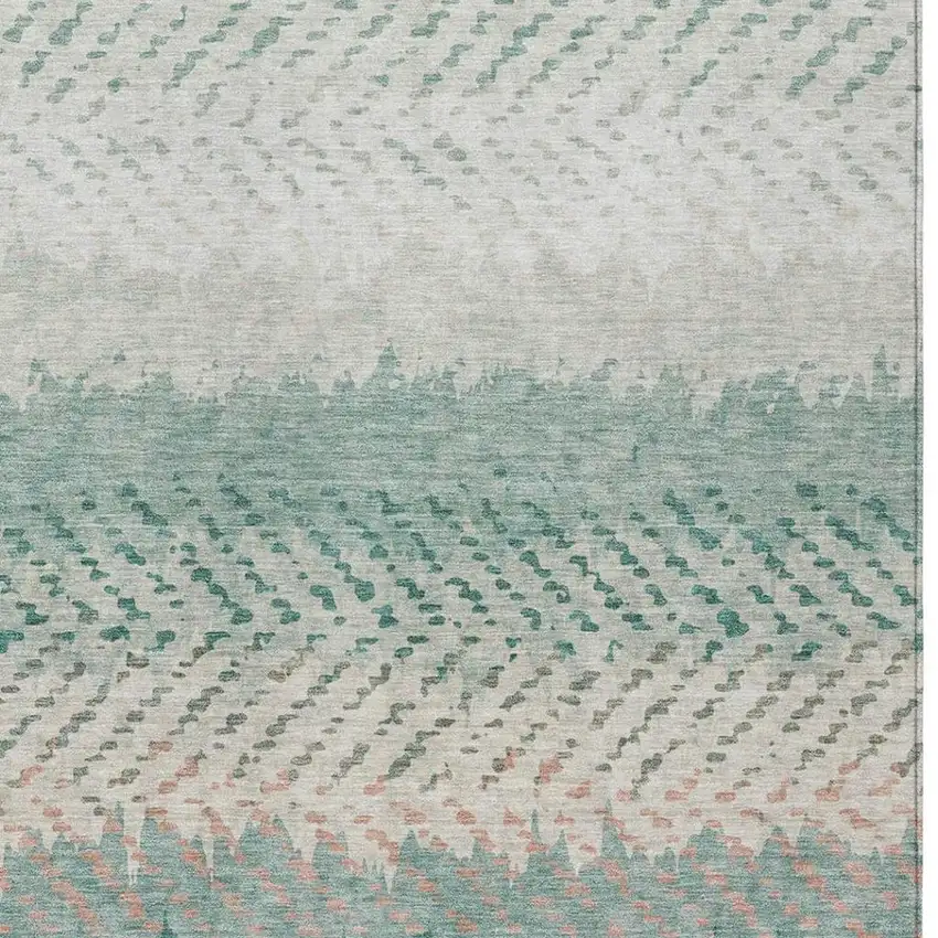 Turquoise And Teal Blue Striped Washable Indoor Outdoor Area Rug Photo 3