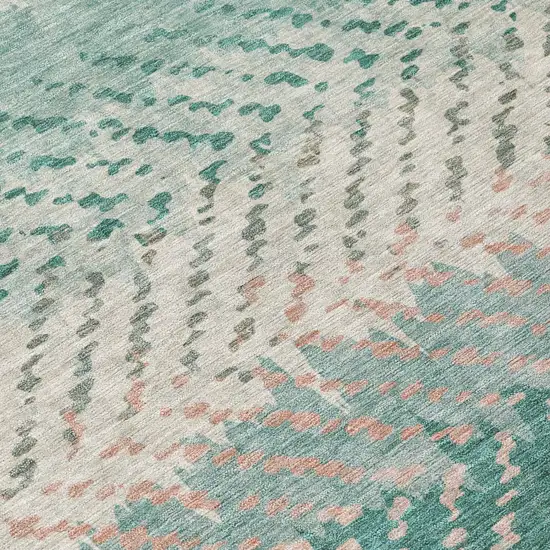 Turquoise And Teal Blue Striped Washable Indoor Outdoor Area Rug Photo 6