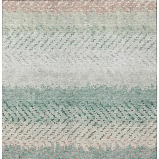 Turquoise And Teal Blue Striped Washable Indoor Outdoor Area Rug Photo 4