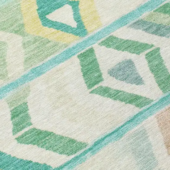 Turquoise And Teal Blue Tribal Washable Indoor Outdoor Area Rug Photo 6