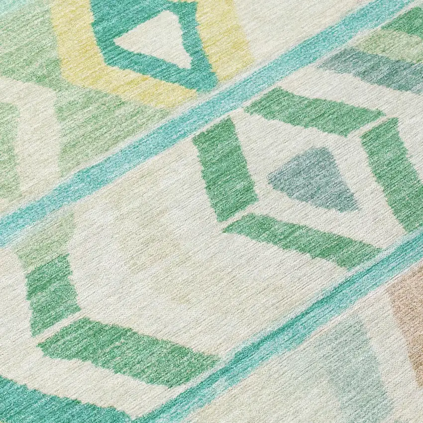 Turquoise And Teal Blue Tribal Washable Indoor Outdoor Area Rug Photo 6