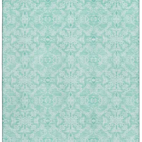 Turquoise And Teal Medallion Washable Area Rug With UV Protection Photo 3