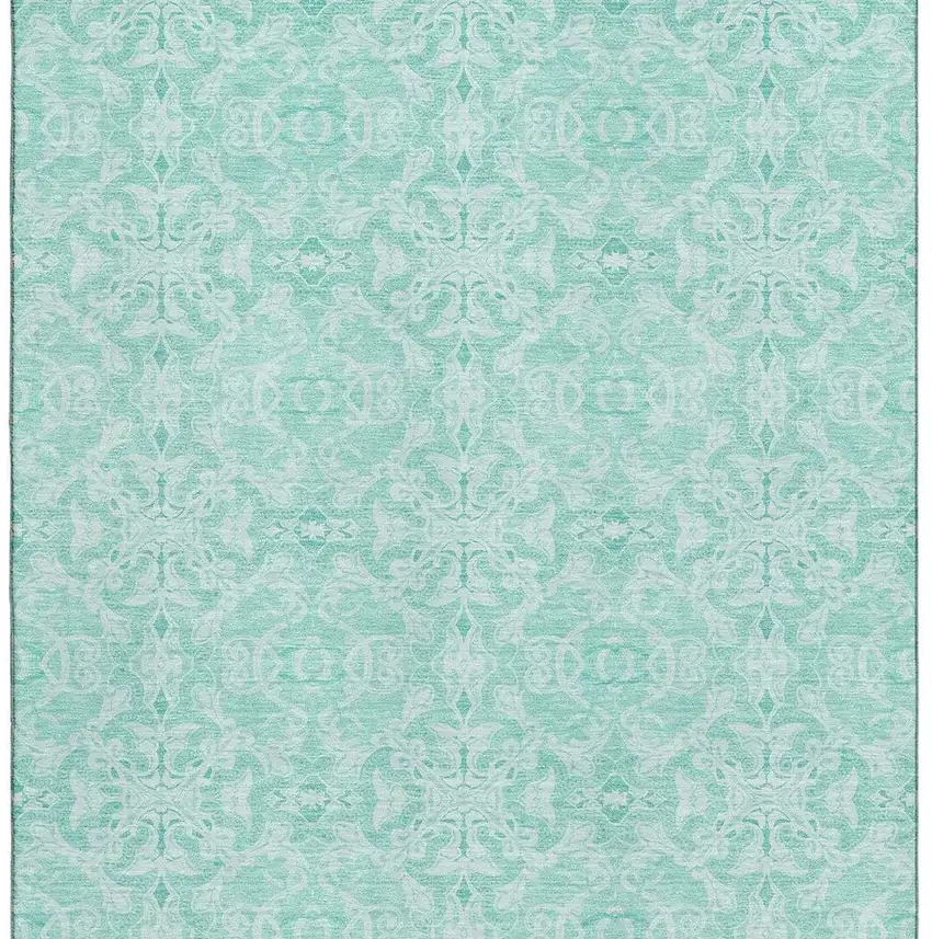 Turquoise And Teal Medallion Washable Area Rug With UV Protection Photo 3
