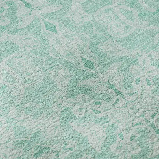 Turquoise And Teal Medallion Washable Area Rug With UV Protection Photo 9