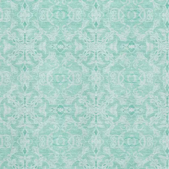 Turquoise And Teal Medallion Washable Area Rug With UV Protection Photo 3
