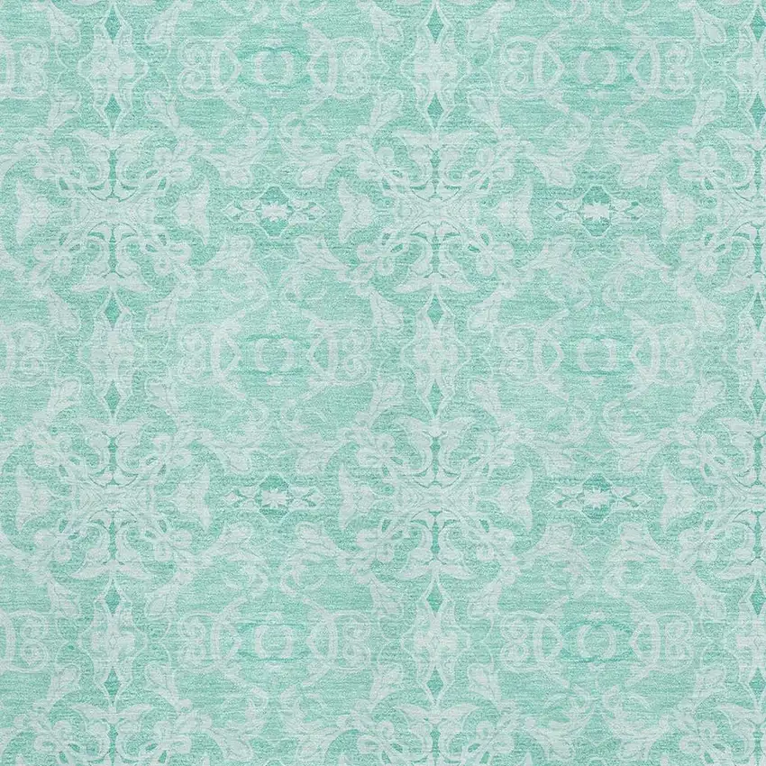 Turquoise And Teal Medallion Washable Area Rug With UV Protection Photo 3