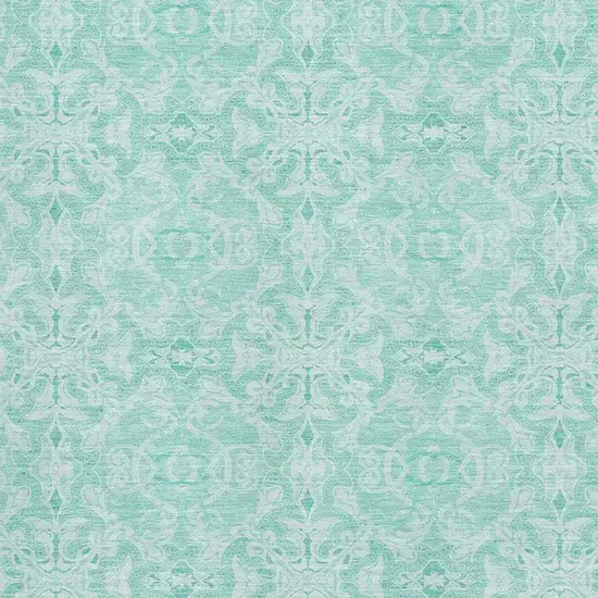 Turquoise And Teal Medallion Washable Area Rug With UV Protection Photo 3
