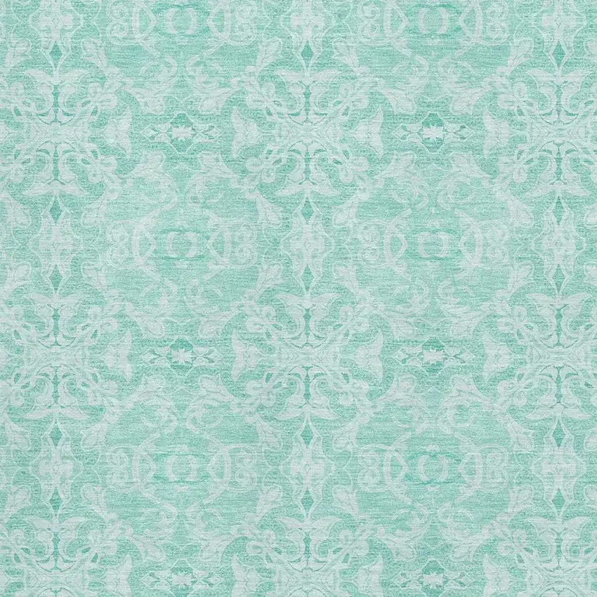 Turquoise And Teal Medallion Washable Area Rug With UV Protection Photo 3