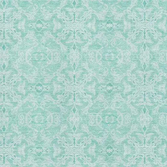 Turquoise And Teal Medallion Washable Area Rug With UV Protection Photo 3