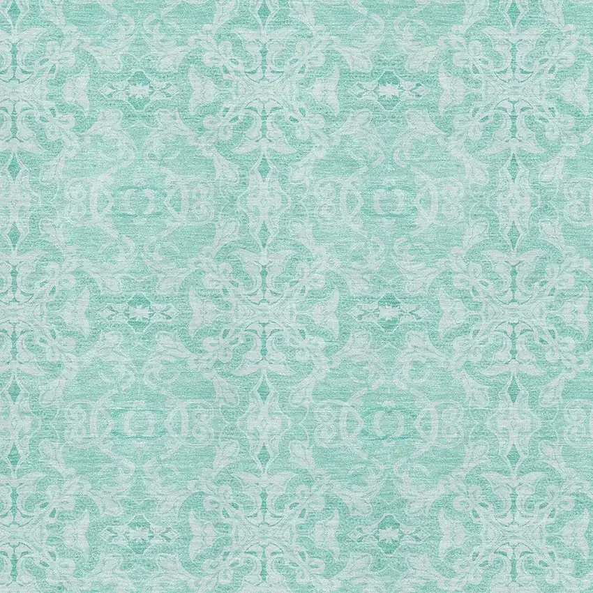 Turquoise And Teal Medallion Washable Area Rug With UV Protection Photo 3