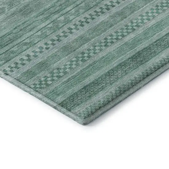 Turquoise And Teal Striped Washable Area Rug With UV Protection Photo 7