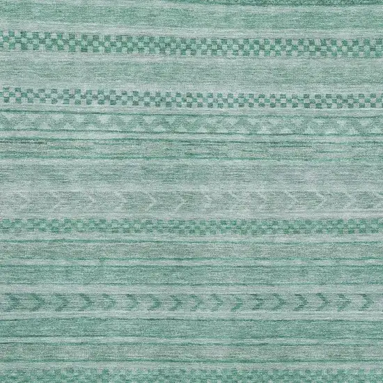 Turquoise And Teal Striped Washable Area Rug With UV Protection Photo 2