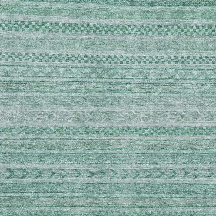 Turquoise And Teal Striped Washable Area Rug With UV Protection Photo 2