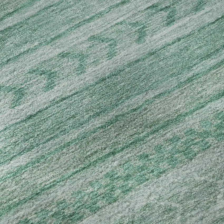 Turquoise And Teal Striped Washable Area Rug With UV Protection Photo 9