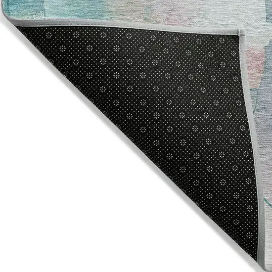 Turquoise Blush And Ivory Abstract Washable Indoor Outdoor Area Rug Photo 7