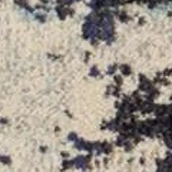 Turquoise Cream and Navy Blue Floral Distressed Area Rug Photo 3