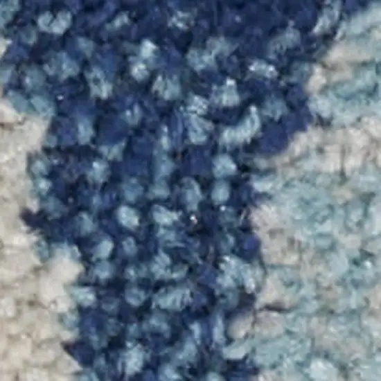 Turquoise Cream and Navy Blue Floral Distressed Area Rug Photo 6