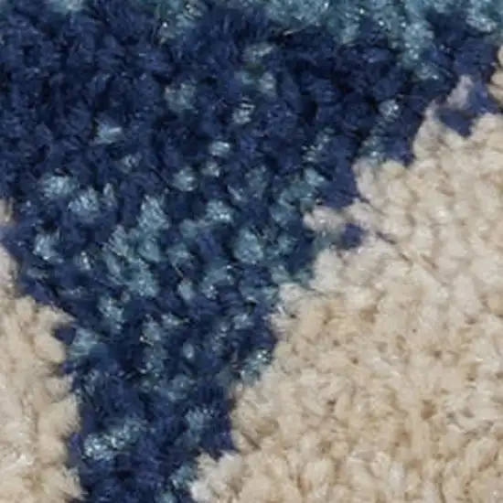 Turquoise Cream and Navy Blue Floral Distressed Area Rug Photo 6